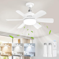 Ventilateur de plafond avec lampe LED — Télécommande, 3 couleurs de lumière, silencieux — Breezehome